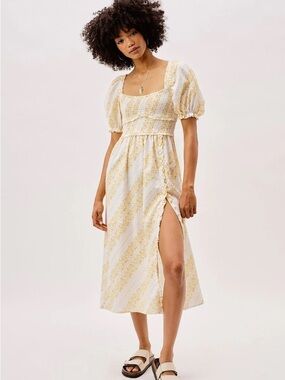 For Love and Lemons Lucie Yellow Easter Midi Dress XS NWT